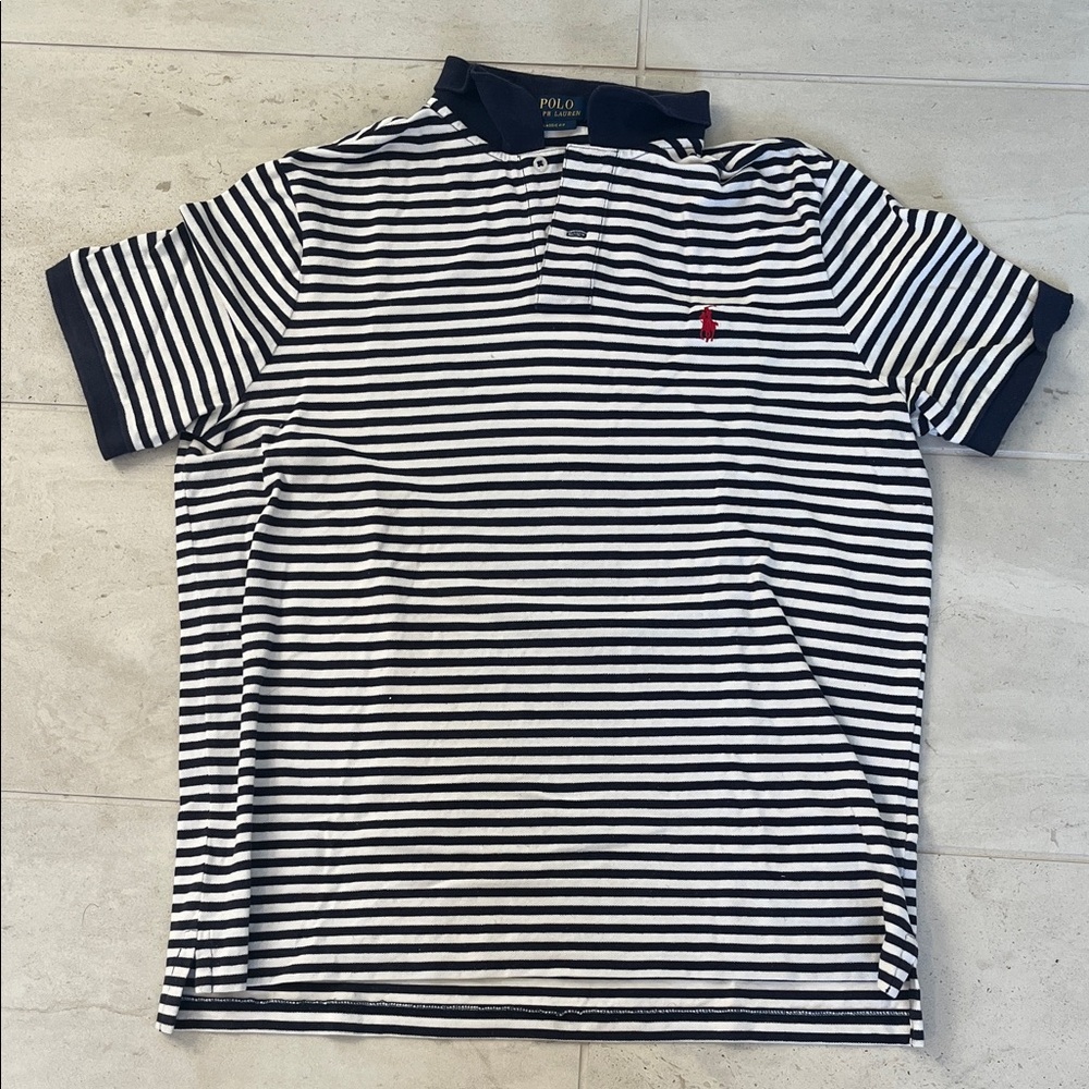 Polo by Ralph Lauren Men's Navy and White Striped Polo